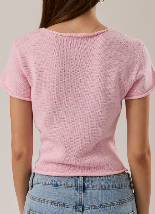 Pink Short Sleeve Sweater