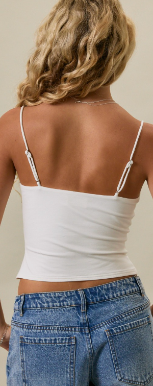 Bead Detail White Tank Top