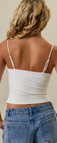 Bead Detail White Tank Top