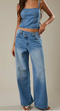 Low Rise Crossover Denim Jeans