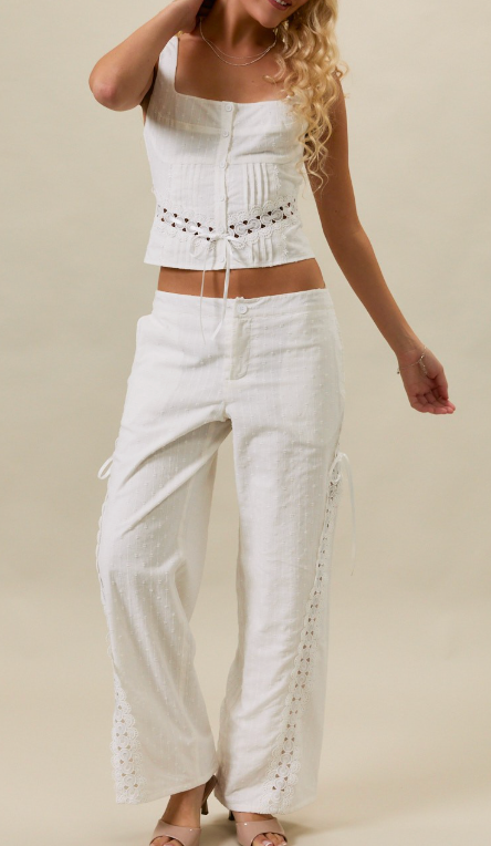 Low Rise Lace Eyelet Pant