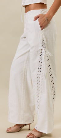 Low Rise Lace Eyelet Pant