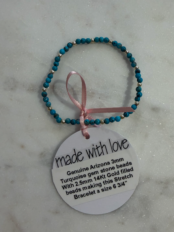 Genuine Turquoise Gemstone Beaded Bracelet by Kimberly Aman