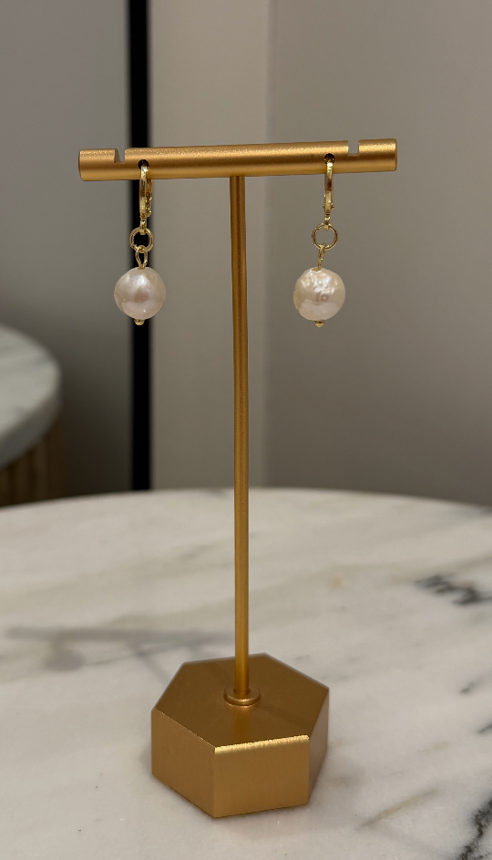 Geuine Akoya Cultured Saltwater Pearls on Huggie Hoops by Kimberly Aman