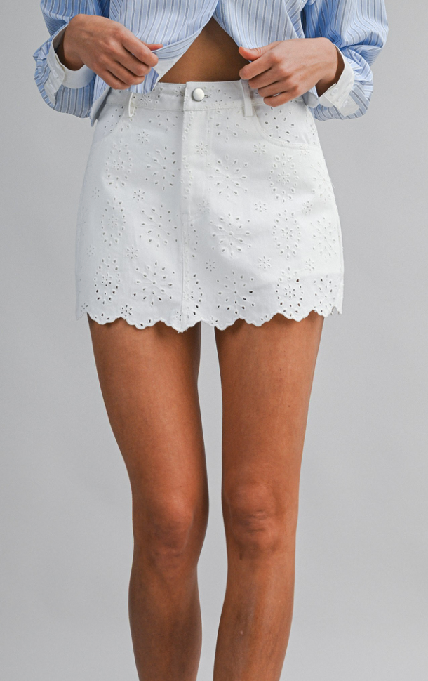 Eyelet Skort (available in white or beige)