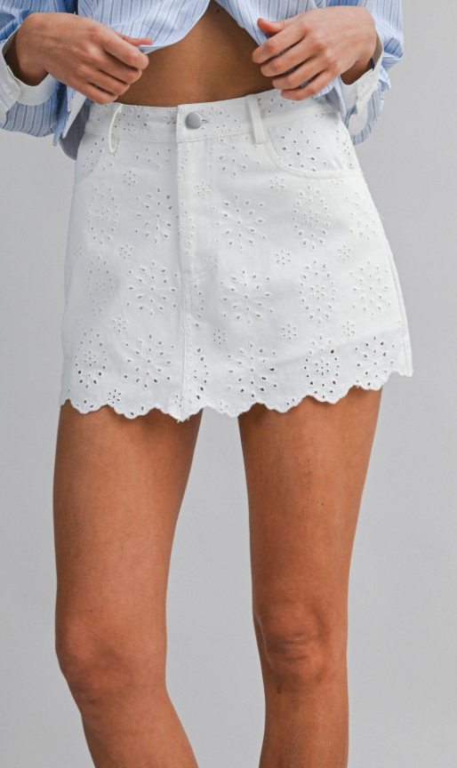 Eyelet Skort (available in white or beige)