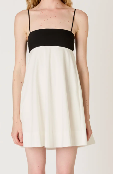 Black and White Contrast Mini Dress by NIA