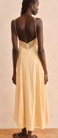 Yellow Lace Linen Maxi Dress by Saylor