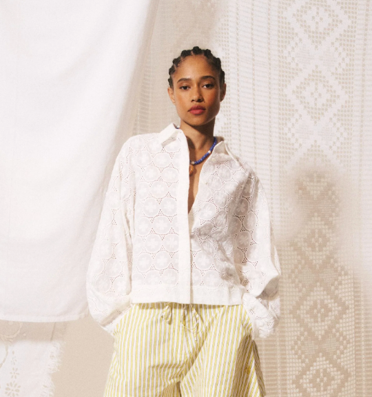 Eyelet Button Down Top by FRNCH