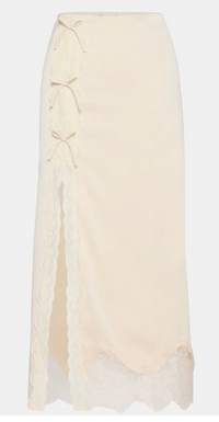 Ivory Silky Lace Maxi Skirt by Steve Madden