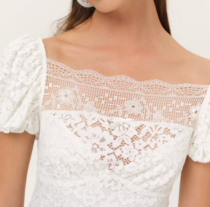 Jacqueline White Lace Mini Dress by For Love and Lemons