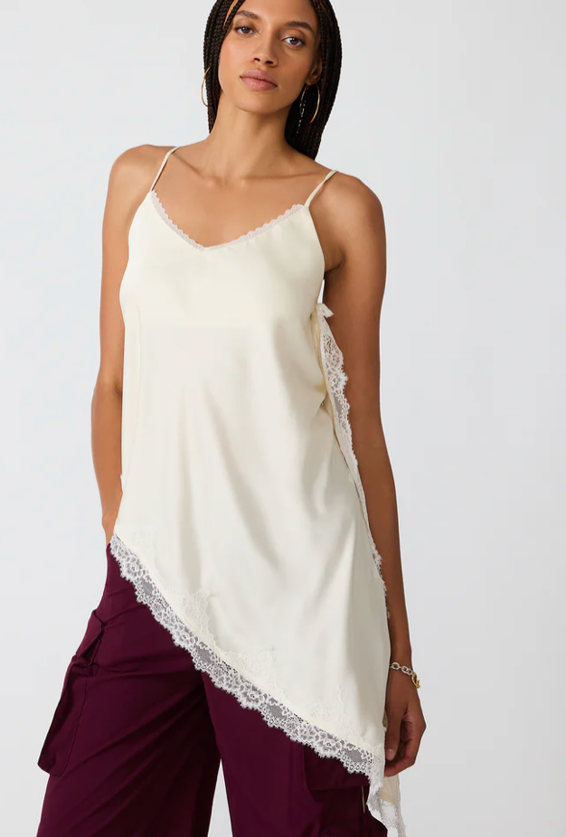 Margan Satin Asymmetrical Top by Steve Madden