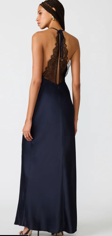 Navy Satin Maxi Dress by Steve Madden