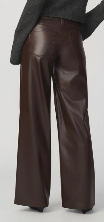 Brown Vegan Leather Low Rise Wide Leg Jeans by Joe's Jeans