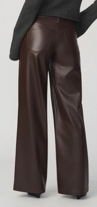Brown Vegan Leather Low Rise Wide Leg Jeans by Joe's Jeans