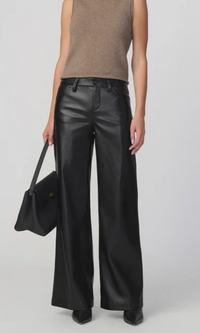 Black Vegan Leather Low Rise Jeans by Joe's Jeans