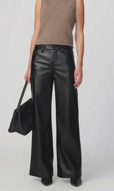Black Vegan Leather Low Rise Jeans by Joe's Jeans