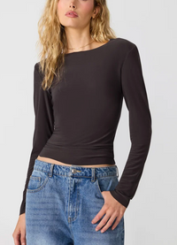 Seline Long Sleeve Top in Brown by Steve Madden