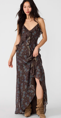 Roselyn Brown Floral Maxi Dress by Steve Madden