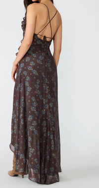Roselyn Brown Floral Maxi Dress by Steve Madden
