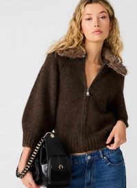 Odessa Brown Faux Fur Sweater by Steve Madden