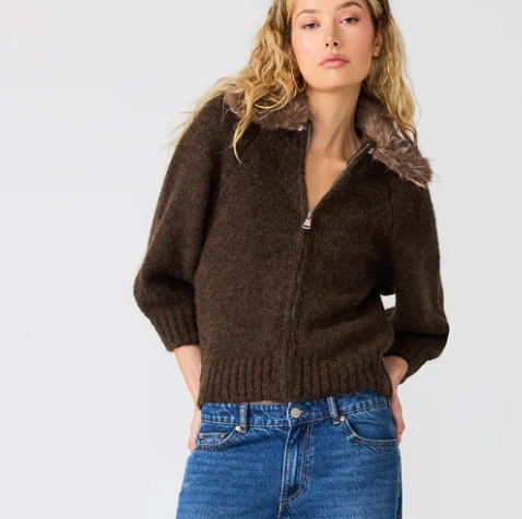 Odessa Brown Faux Fur Sweater by Steve Madden