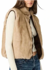 Brown Brady Reversible Faux Fur Vest by Steve Madden