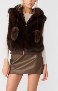 Sophee Brown Faux Fur Vest by Steve Madden