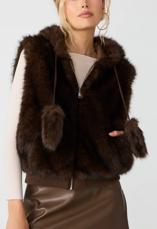 Sophee Brown Faux Fur Vest by Steve Madden