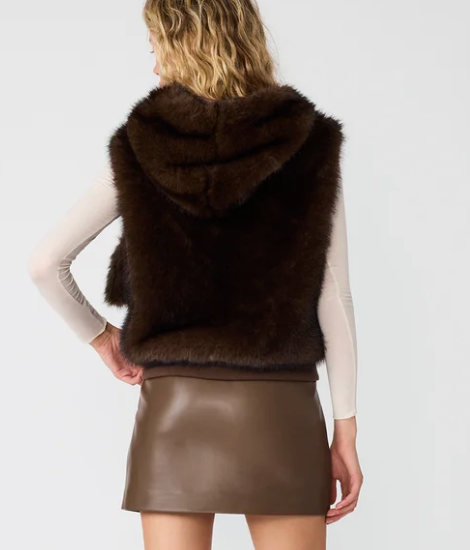 Sophee Brown Faux Fur Vest by Steve Madden
