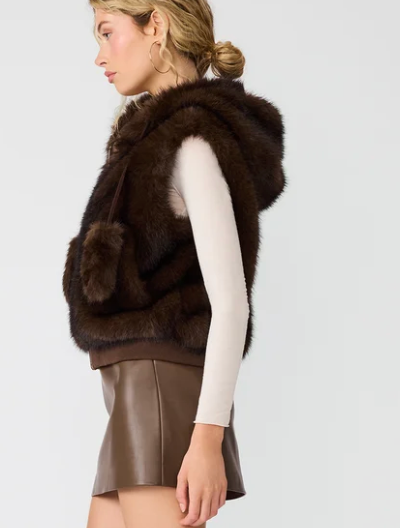 Sophee Brown Faux Fur Vest by Steve Madden