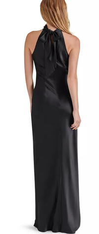 Lara Maxi Satin Dress in Black by Steve Madden