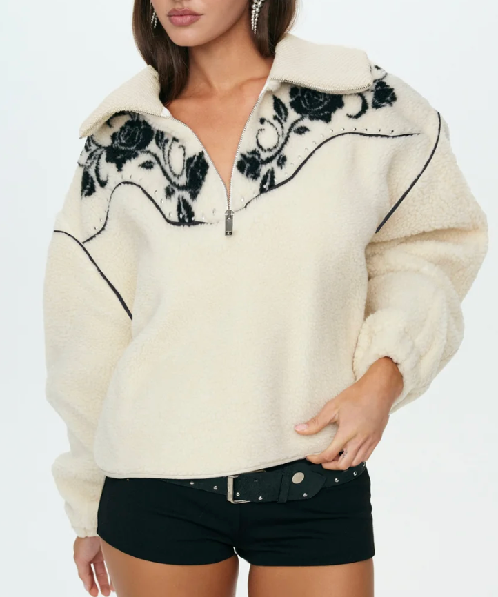 Western Floral Sherpa Sweater by For Love and Lemons