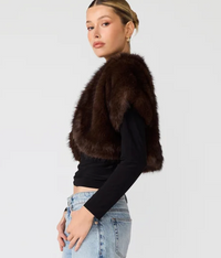 Jalen Faux Fur Bolero in Brown by Steve Madden