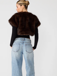 Jalen Faux Fur Bolero in Brown by Steve Madden