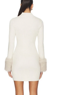 Riello Faux Fur Sleeve Mini Dress by Steve Madden (White or Brown)