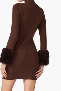 Riello Faux Fur Sleeve Mini Dress by Steve Madden (White or Brown)