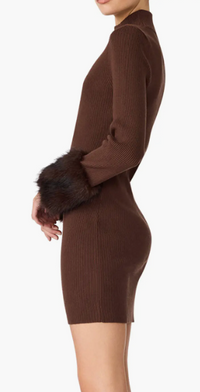 Riello Faux Fur Sleeve Mini Dress by Steve Madden (White or Brown)