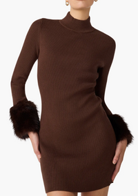 Riello Faux Fur Sleeve Mini Dress by Steve Madden (White or Brown)