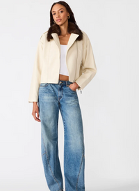 Faux Fur Collar Vegan Leather Jacket by Steve Madden