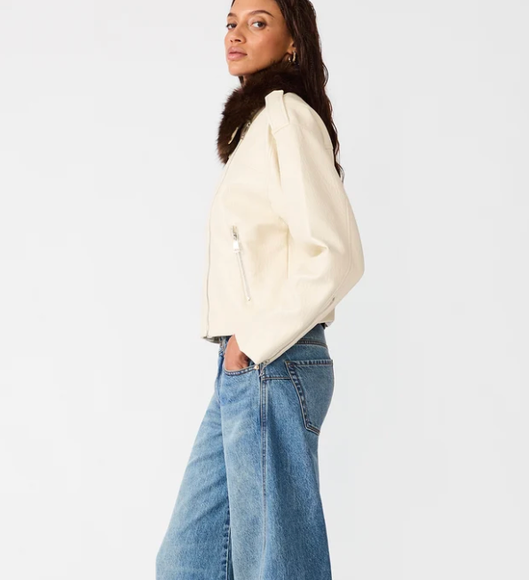 Faux Fur Collar Vegan Leather Jacket by Steve Madden