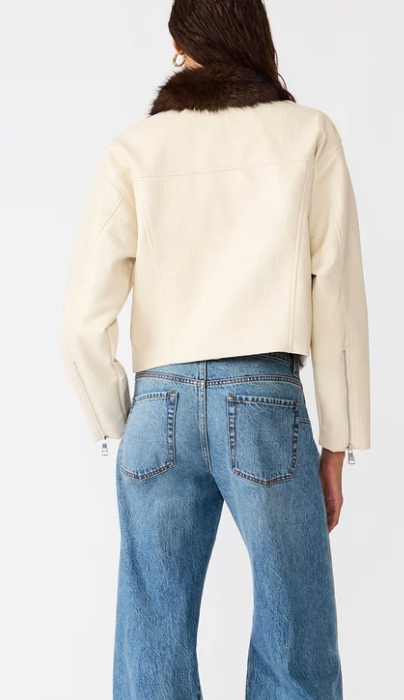 Faux Fur Collar Vegan Leather Jacket by Steve Madden
