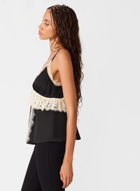 Victoire Black Satin and Lace Top by Steve Madden