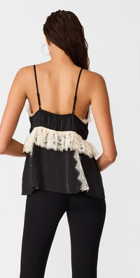Victoire Black Satin and Lace Top by Steve Madden