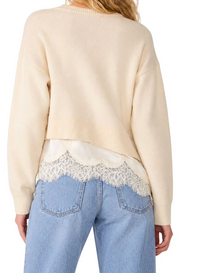 Aries Sweater with Lace Trim by Steve Madden (Black or Cream)