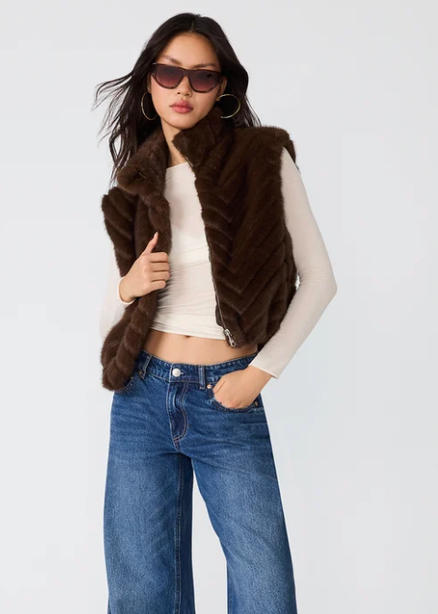 Brown Faux Fur Vest by Steve Madden