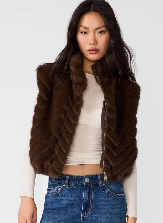 Brown Faux Fur Vest by Steve Madden