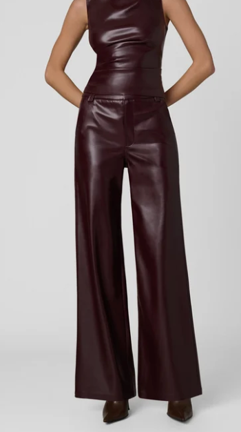 The Mia Burgundy Vegan Leather Trouser by Joe's Jeans