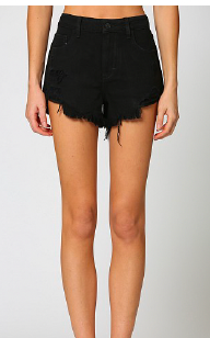 Black Super Soft High Waisted Frayed Jean Shorts