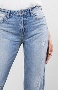 Light Wash High Waisted Distressed Straight Jean by Hidden Jeans